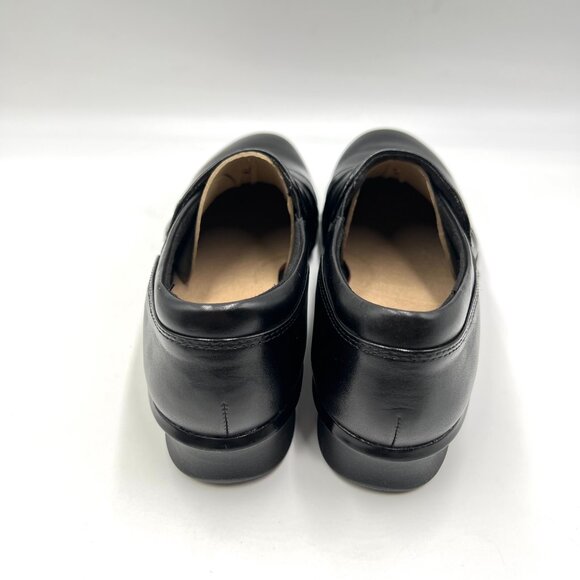8N 8 NARROW WIDTH Clarks Hope Roxanne Black Leather Loafers‎ Comfort Shoes - Picture 7 of 12